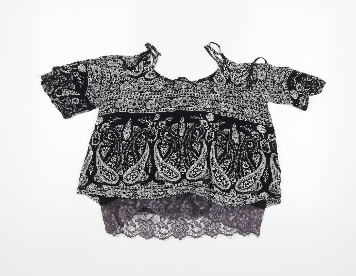 Select Womens Black Paisley  Basic Blouse Size 6