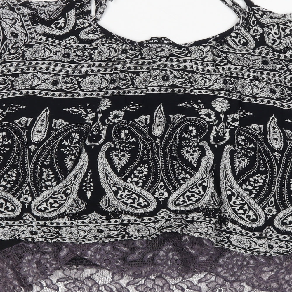 Select Womens Black Paisley  Basic Blouse Size 6