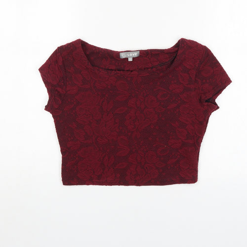 Love Womens Purple Floral  Basic Blouse Size 10