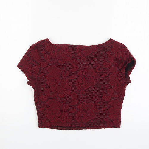 Love Womens Purple Floral  Basic Blouse Size 10