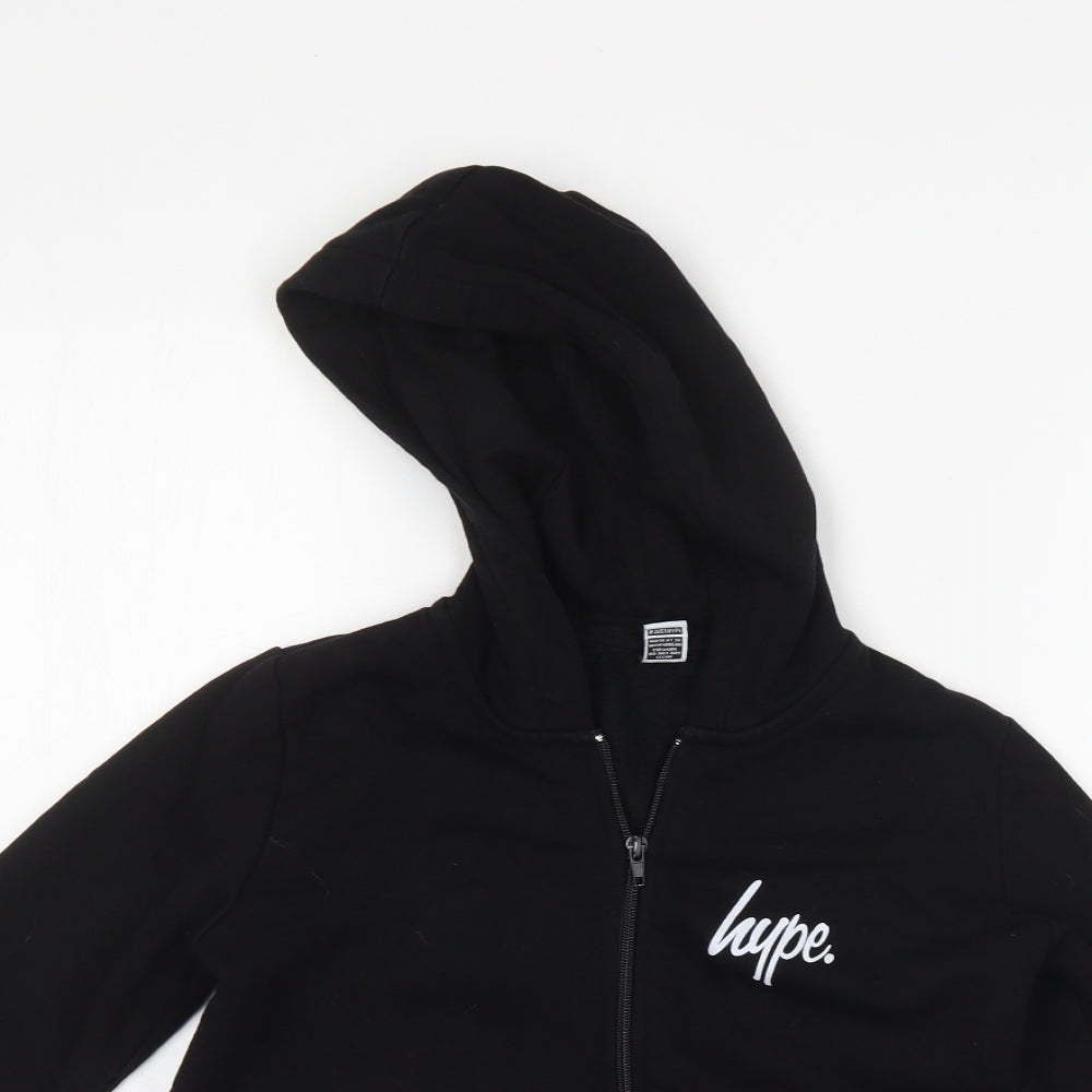 Hype Girls Black   Full Zip Hoodie Size 9-10 Years