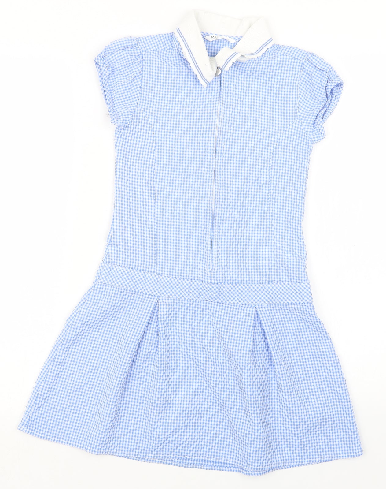 Marks and Spencer Girls Blue Gingham  A-Line  Size 8-9 Years  - School
