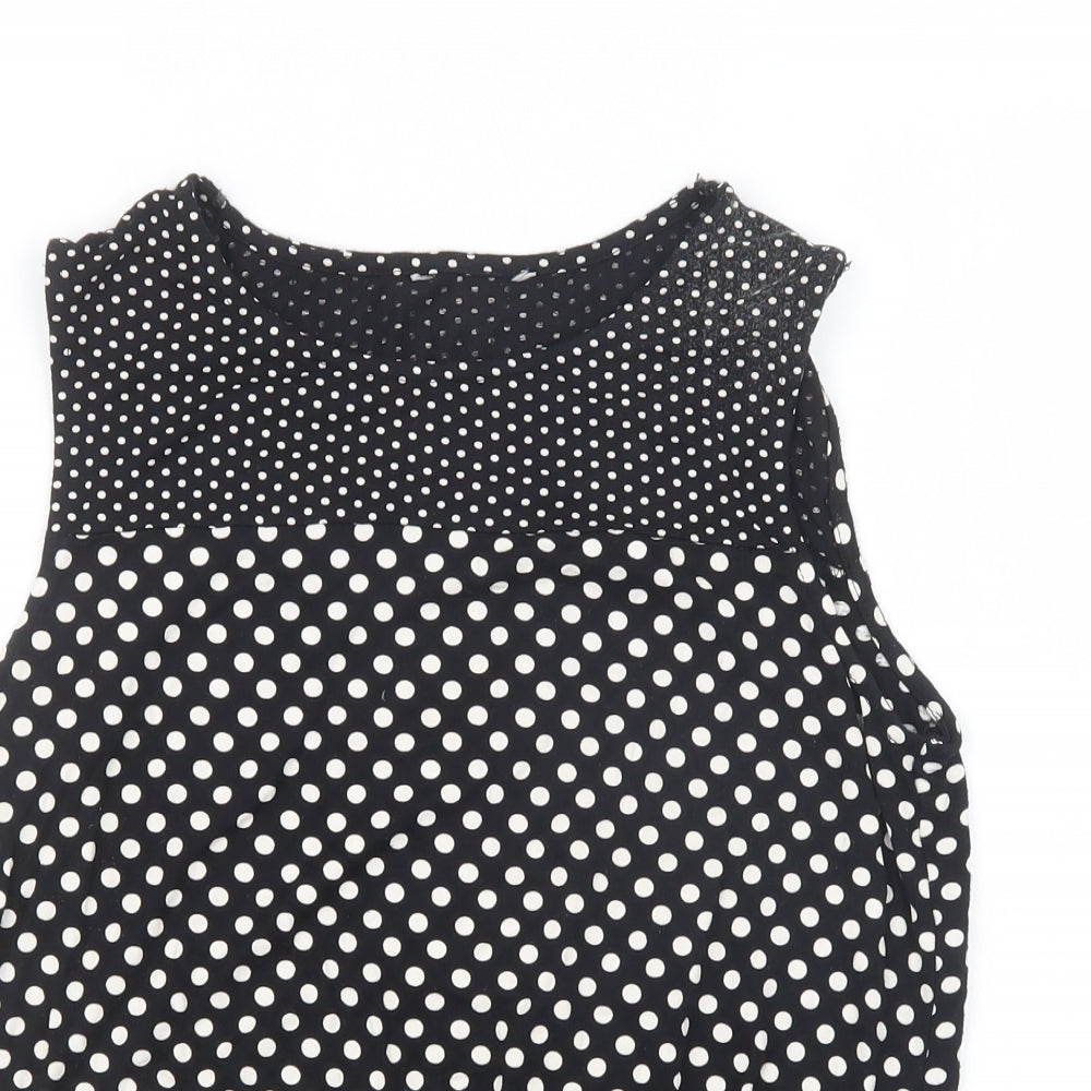 TU Womens Black Polka Dot  Basic T-Shirt Size 14
