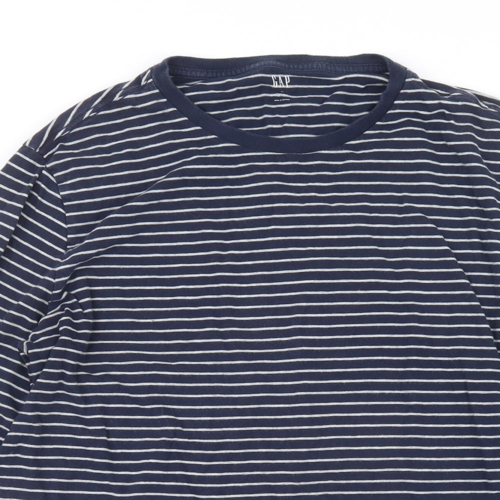 Gap Mens Blue Striped   T-Shirt Size XL