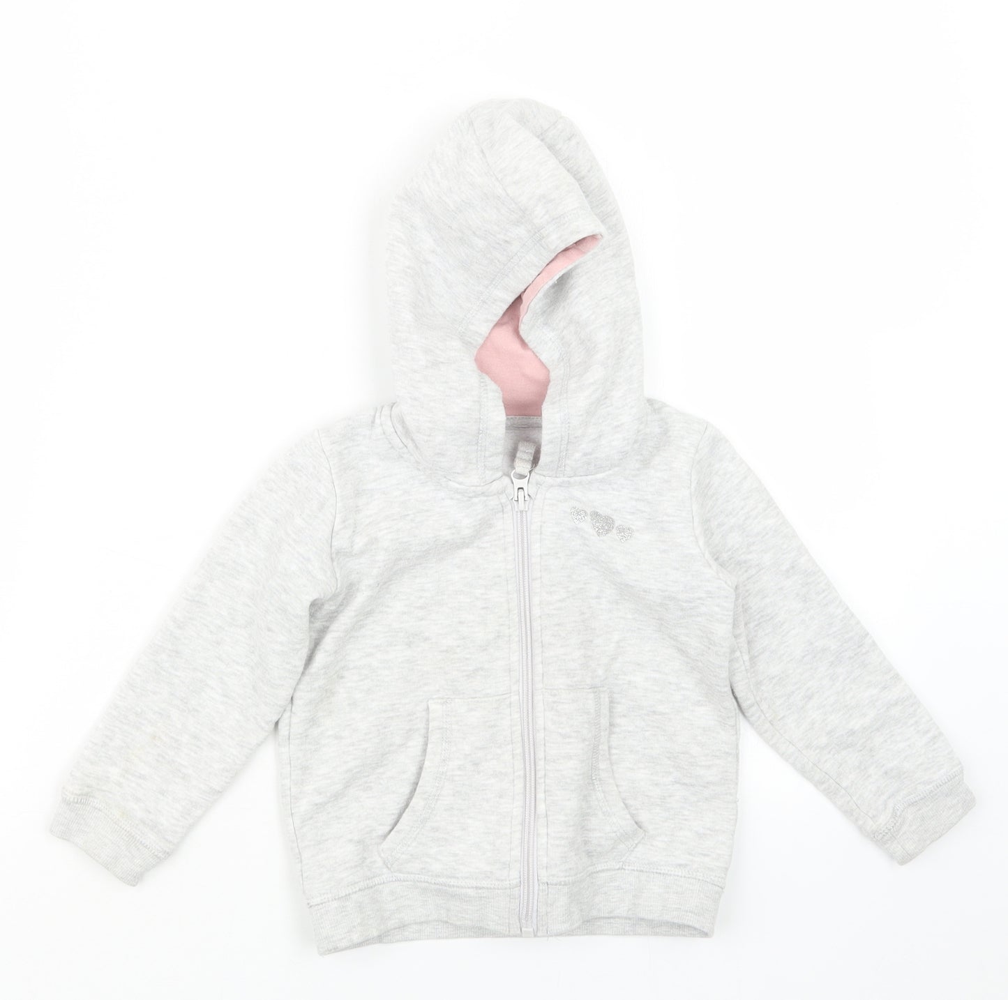 Matalan Girls Grey   Full Zip Hoodie Size 2-3 Years