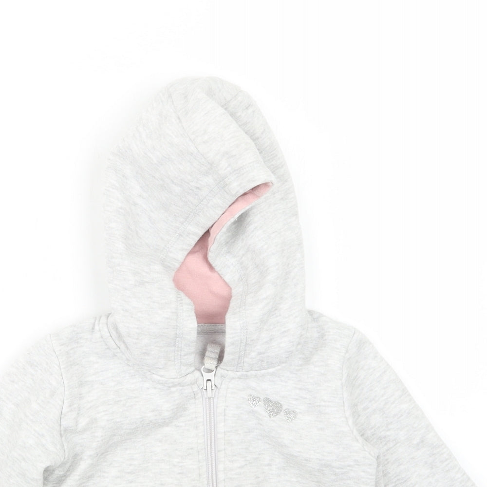 Matalan Girls Grey   Full Zip Hoodie Size 2-3 Years