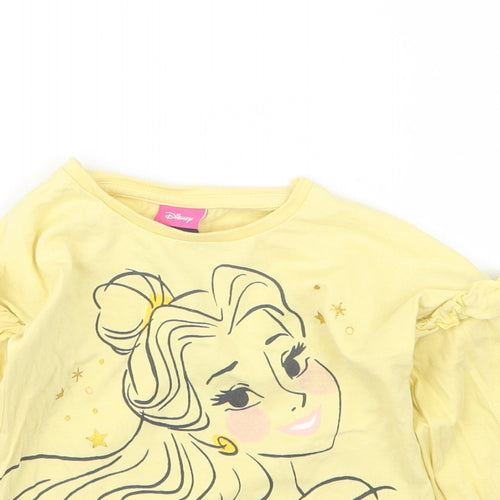 George Girls Yellow   Basic T-Shirt Size 3-4 Years  - Beauty and the Beast