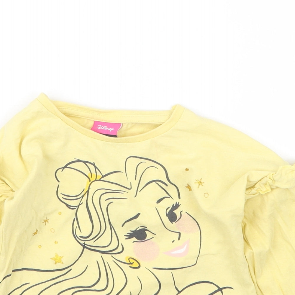 George Girls Yellow   Basic T-Shirt Size 3-4 Years  - Beauty and the Beast