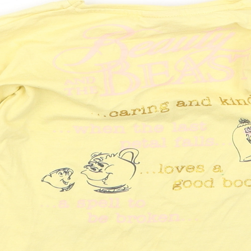 George Girls Yellow   Basic T-Shirt Size 3-4 Years  - Beauty and the Beast