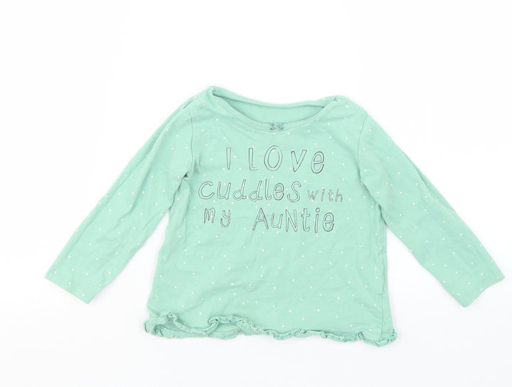George Girls Green Polka Dot  Basic T-Shirt Size 18-24 Months