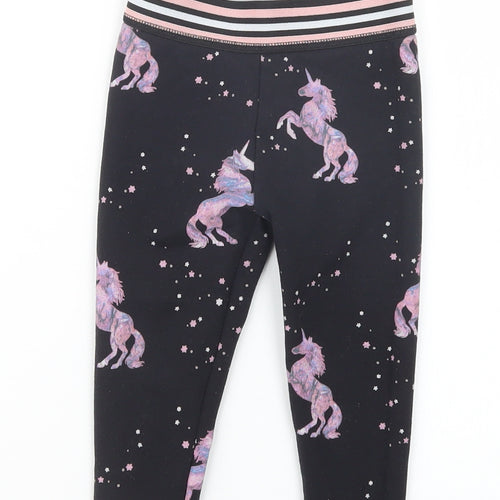 TU Girls Black Geometric  Capri Trousers Size 3 Years - Unicorn