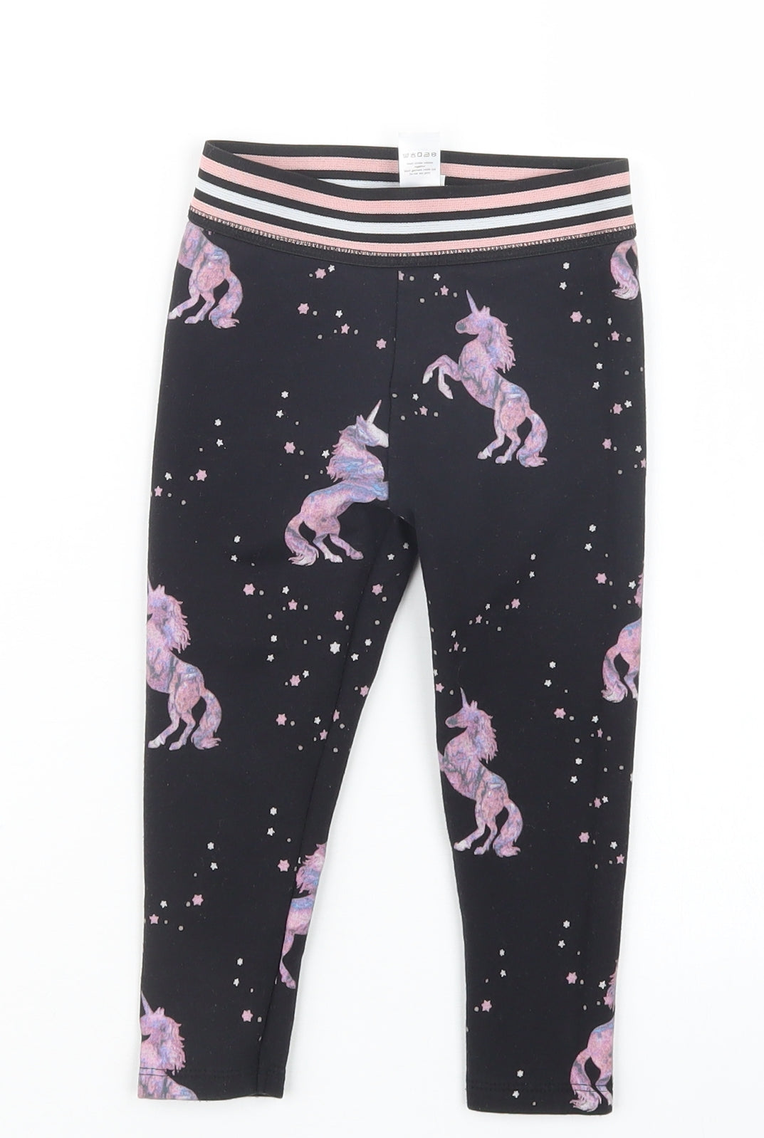 TU Girls Black Geometric  Capri Trousers Size 3 Years - Unicorn
