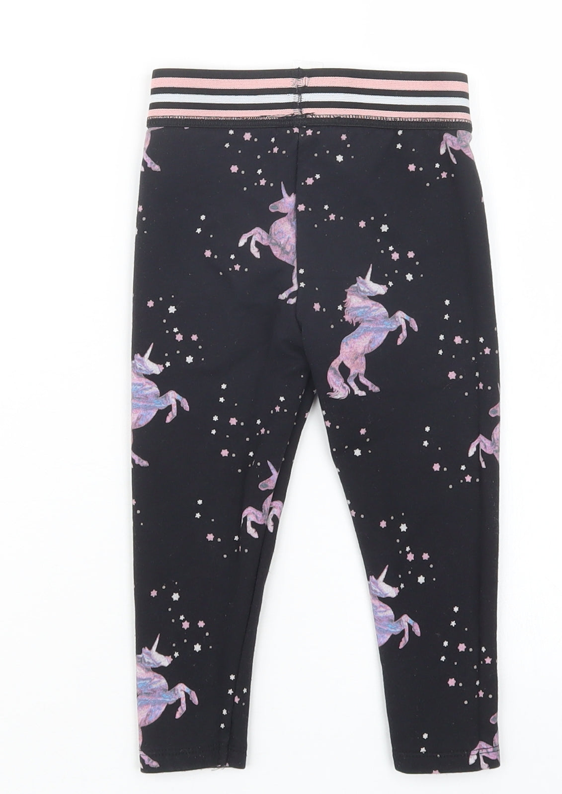TU Girls Black Geometric  Capri Trousers Size 3 Years - Unicorn