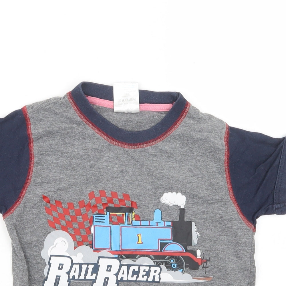 Thomas & Friends Boys Grey Geometric  Basic T-Shirt Size 4-5 Years  - Thomas the Tank