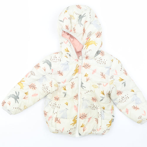 Marks and Spencer Girls Beige Geometric  Jacket Coat Size 2-3 Years