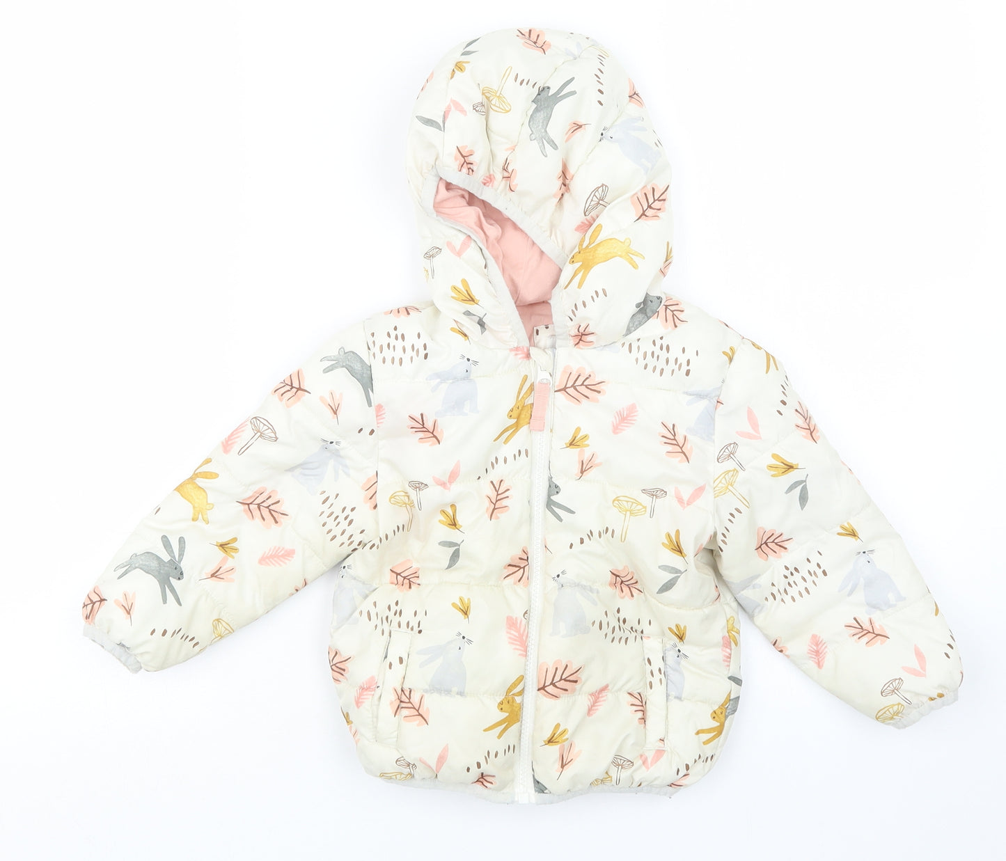 Marks and Spencer Girls Beige Geometric  Jacket Coat Size 2-3 Years