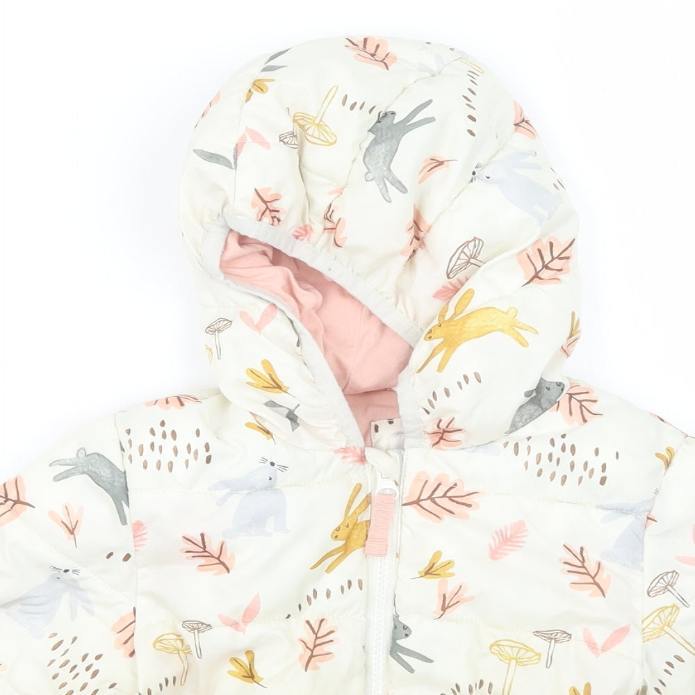 Marks and Spencer Girls Beige Geometric  Jacket Coat Size 2-3 Years