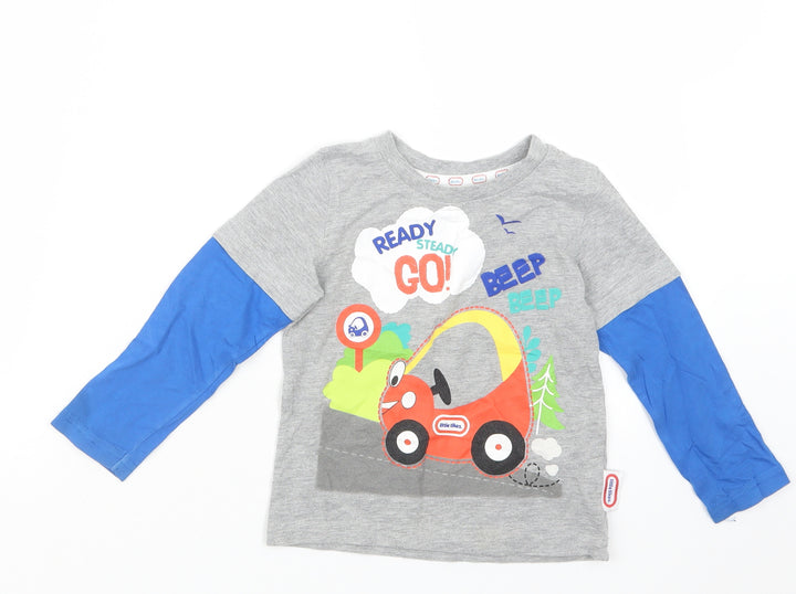 George Boys Grey Geometric Babydoll Pyjama Top Size 18-24 Months