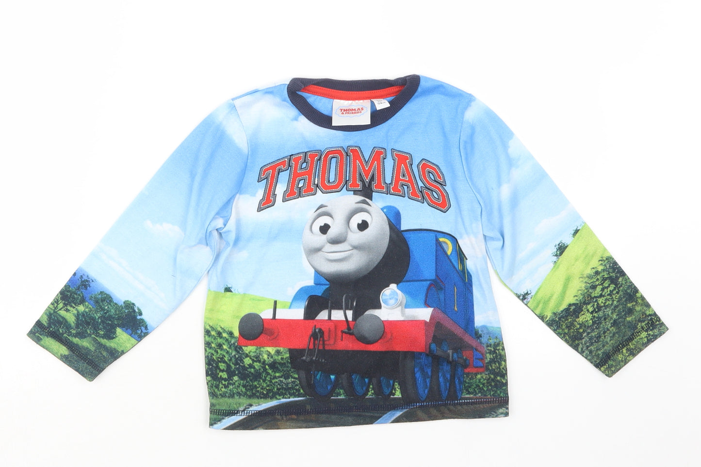 Thomas & Friends Boys Blue Geometric   Pyjama Top Size 3-4 Years  - Thomas the Tank