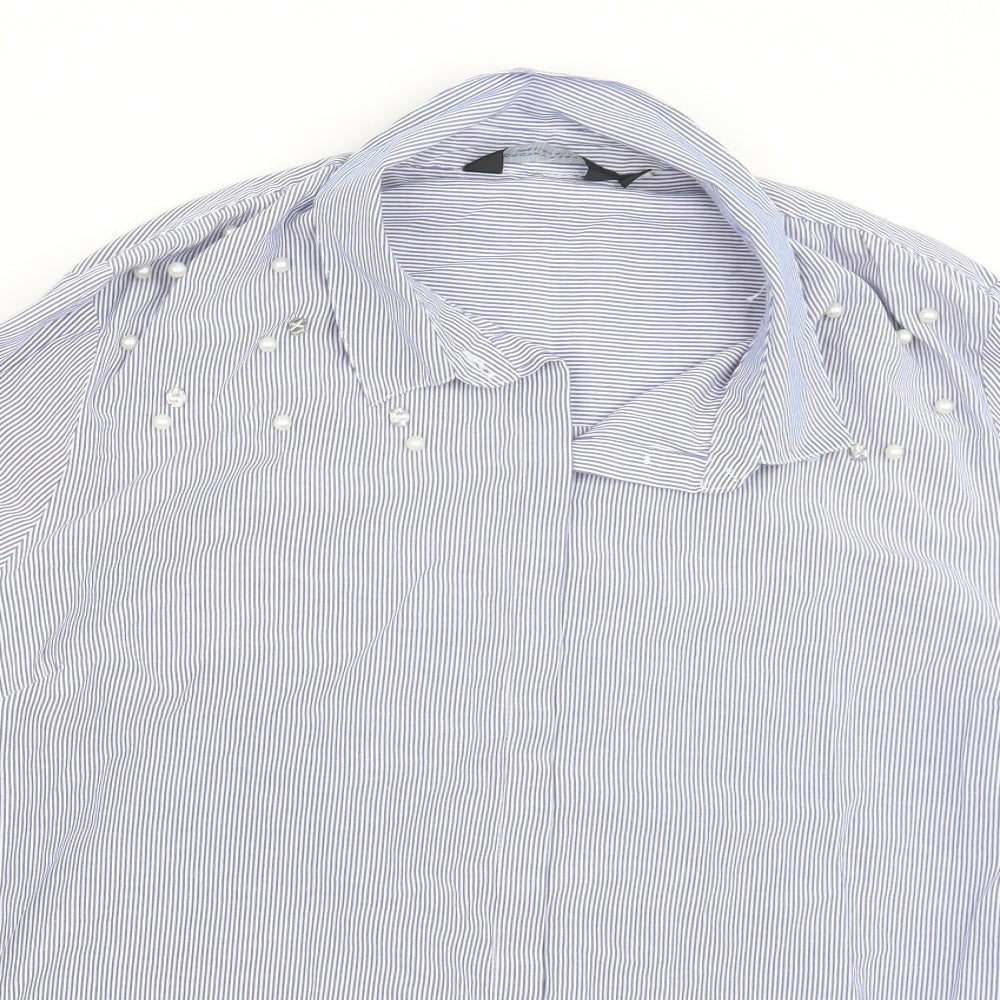 Dorothy Perkins Womens Blue Striped  Basic Button-Up Size 20