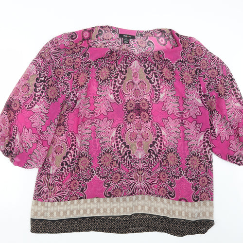 Style&co. Womens Pink Geometric  Basic Blouse Size XL