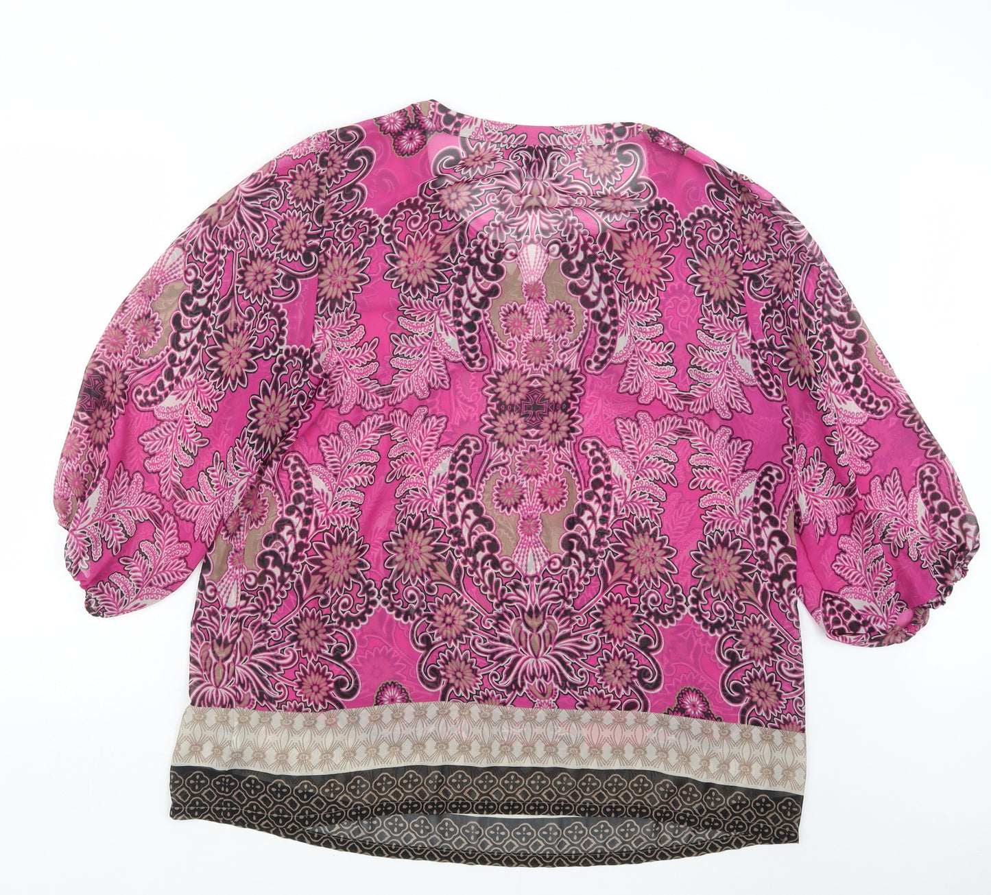 Style&co. Womens Pink Geometric  Basic Blouse Size XL