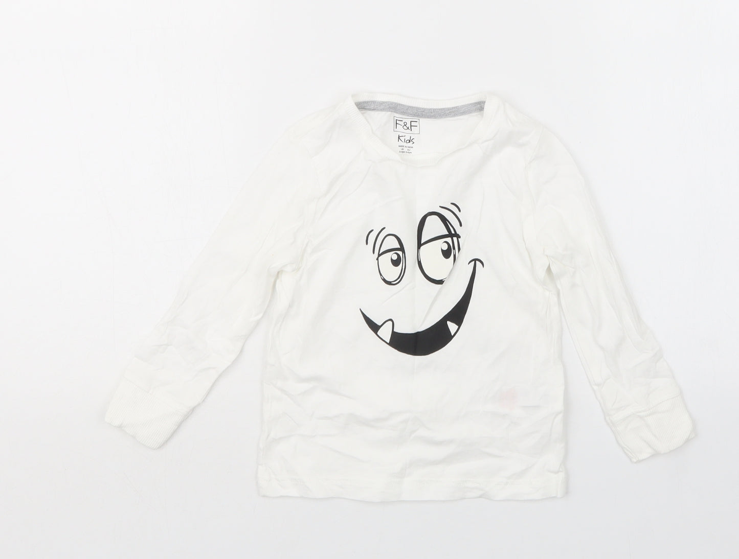 F&F Boys White   Basic T-Shirt Size 3-4 Years
