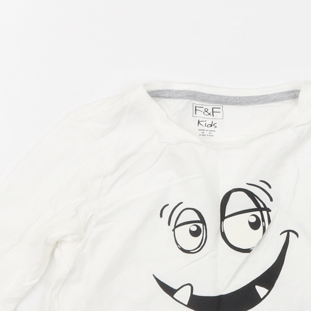 F&F Boys White   Basic T-Shirt Size 3-4 Years