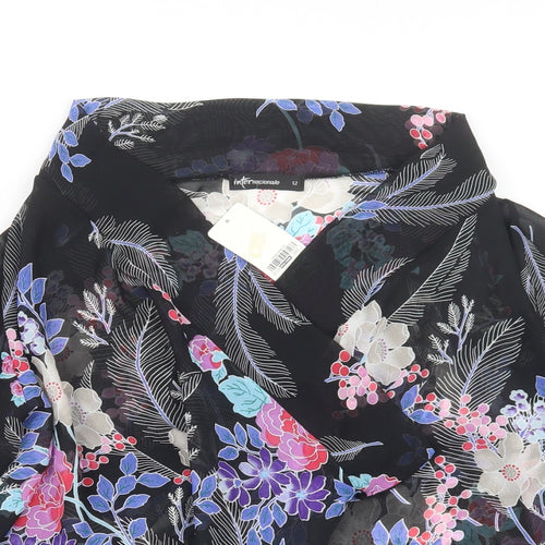 Internacionale Womens Black Floral  Kimono Jacket Size 12