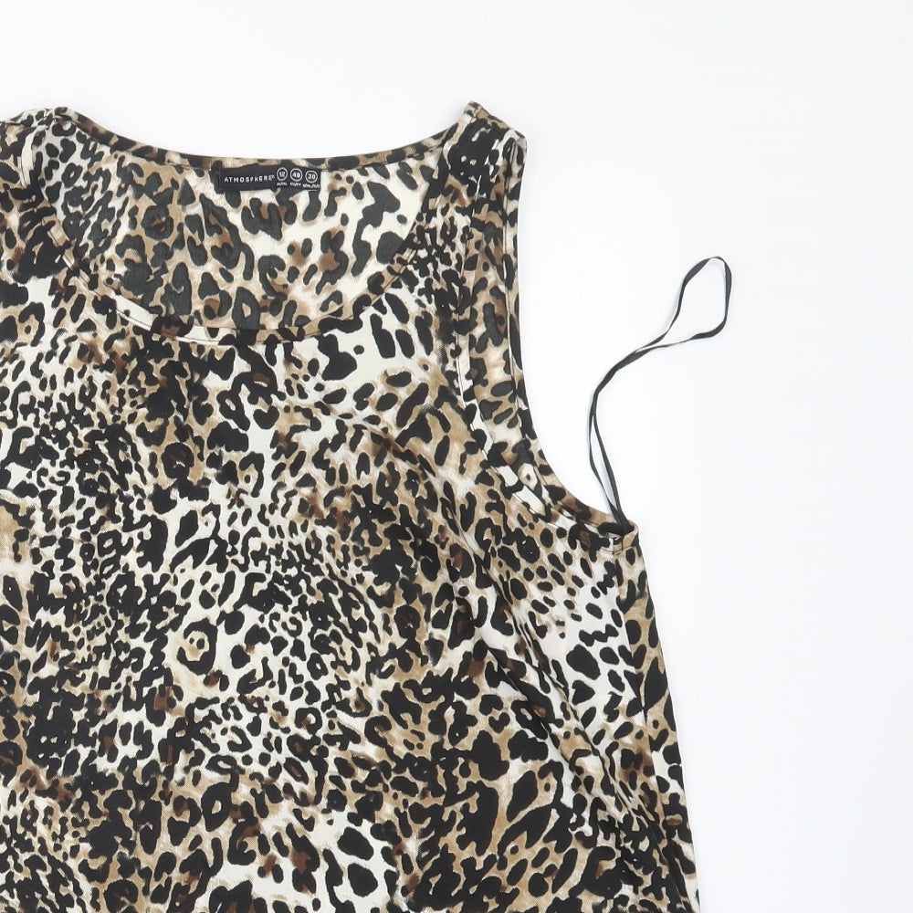 Atmosphere Womens Black Animal Print  Basic Tank Size 12