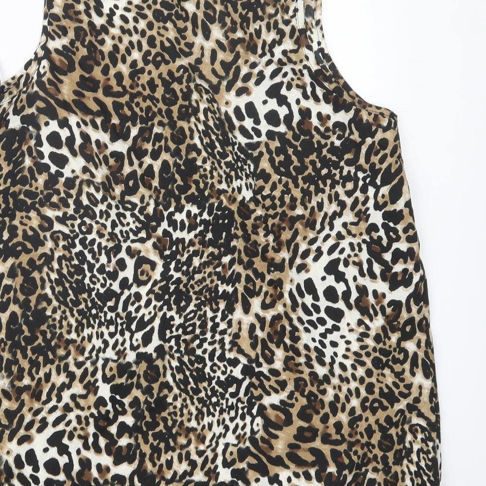 Atmosphere Womens Black Animal Print  Basic Tank Size 12
