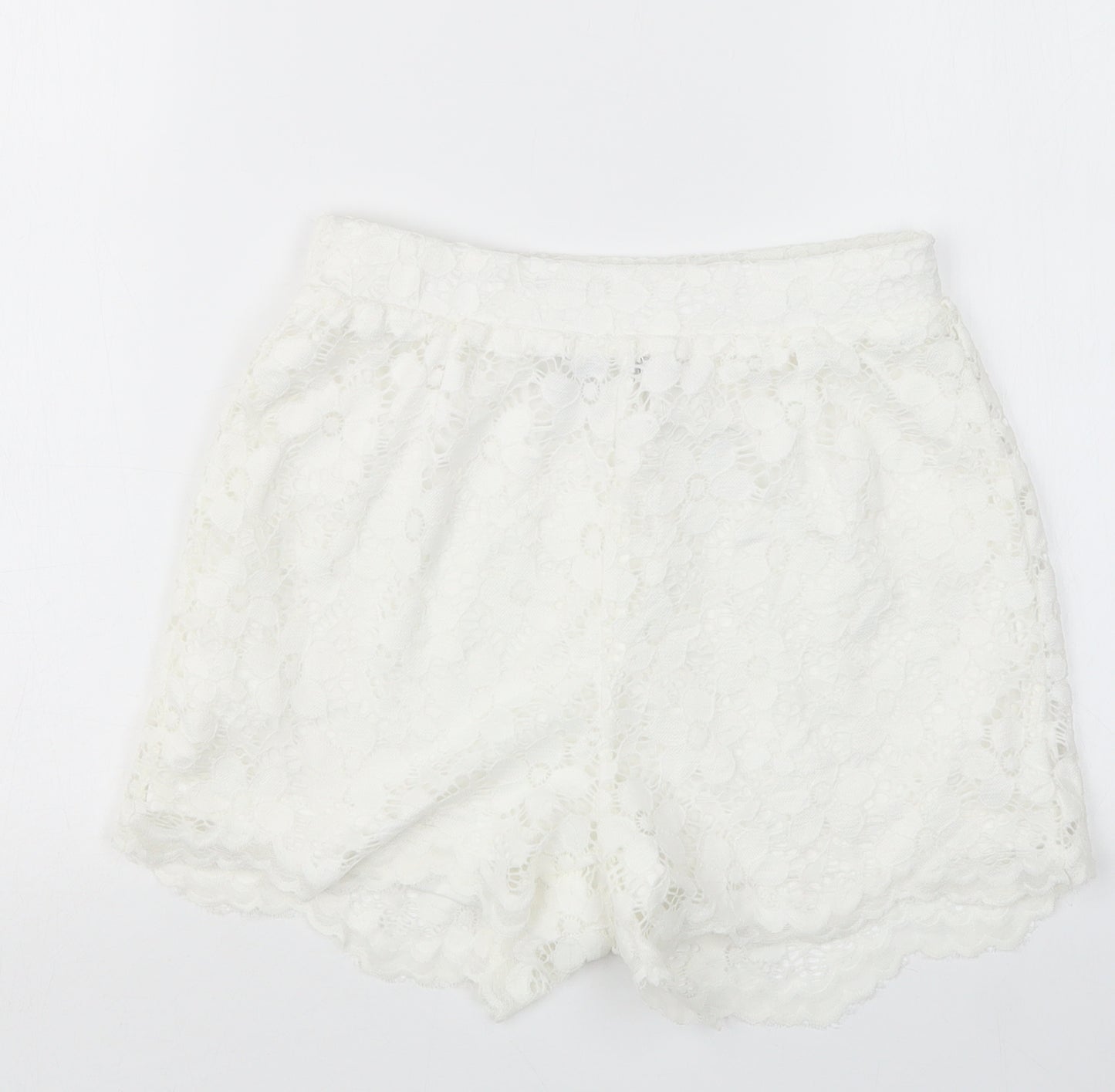 Ravi Famous Womens White  Lace Hot Pants Shorts Size 24 in