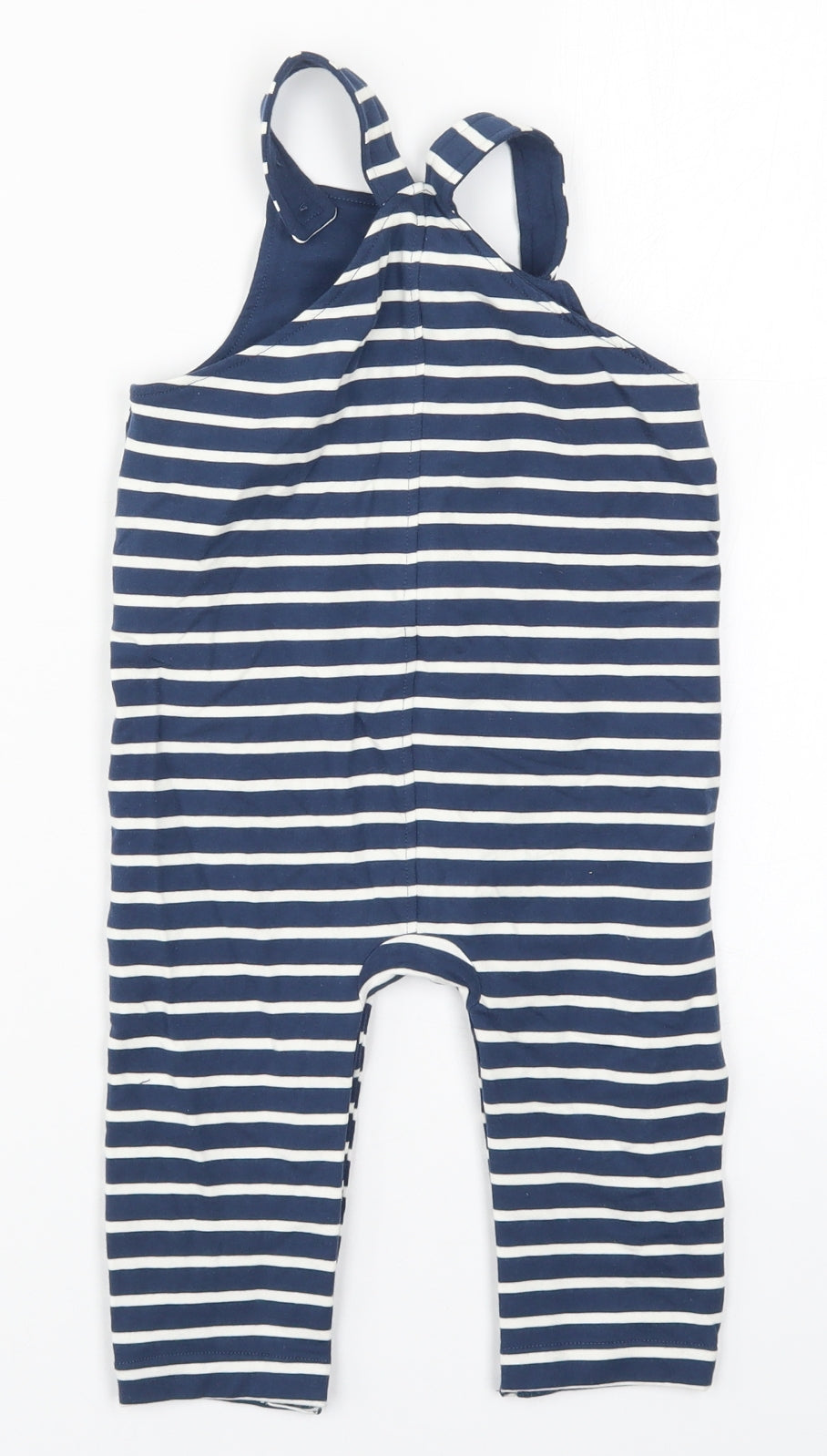 Marks and Spencer Boys Blue Striped  Dungaree One-Piece Size 12-18 Months  - Dinosaur