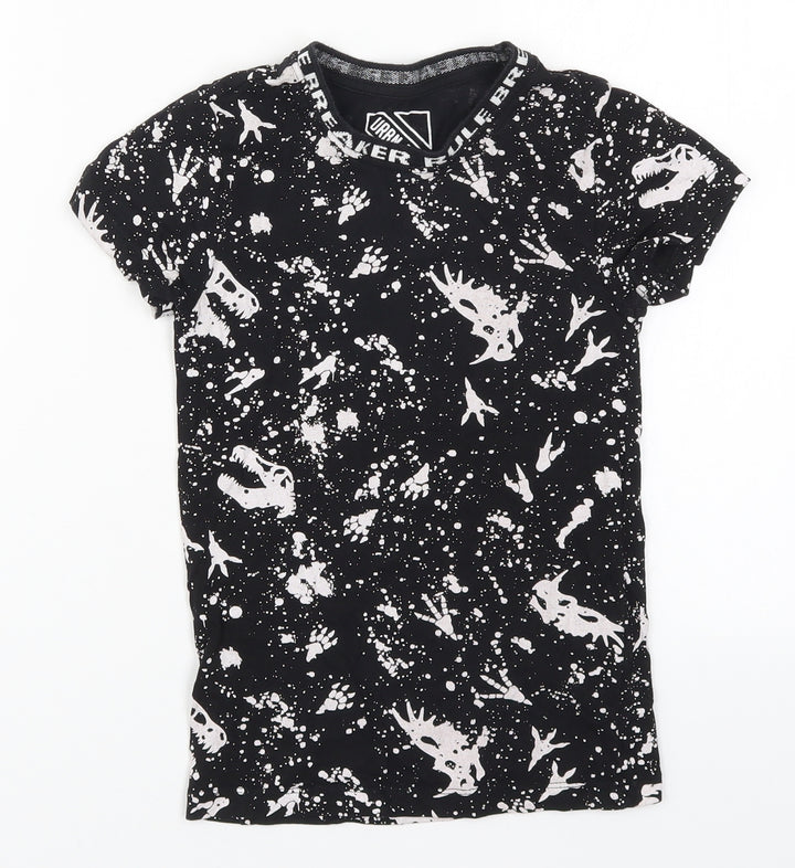 Matalan Boys Black Basic T-Shirt Size 6 Years - Abstract Dinosaurs