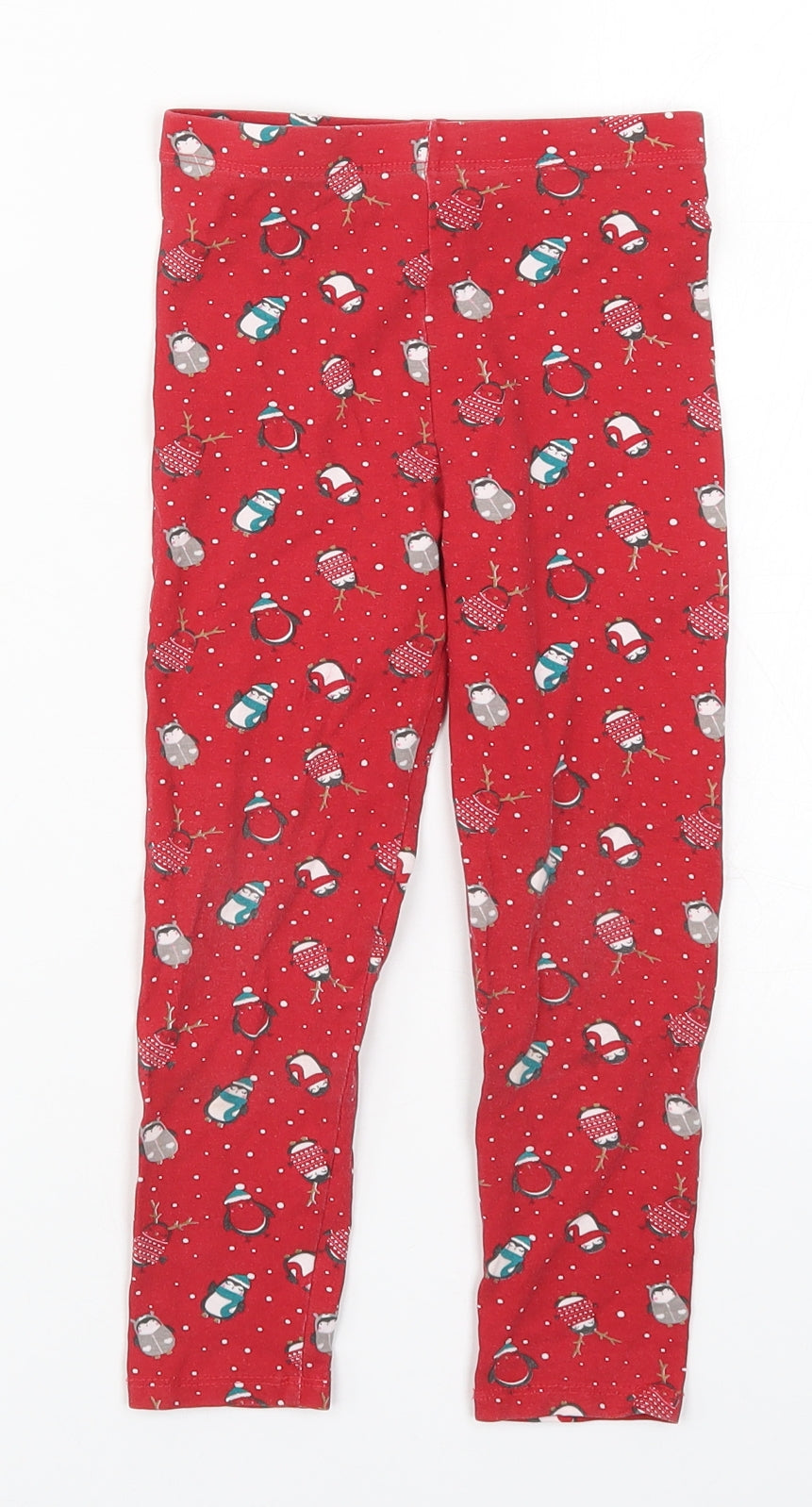 Matalan Girls Red   Carrot Trousers Size 4-5 Years - Christmas Prints