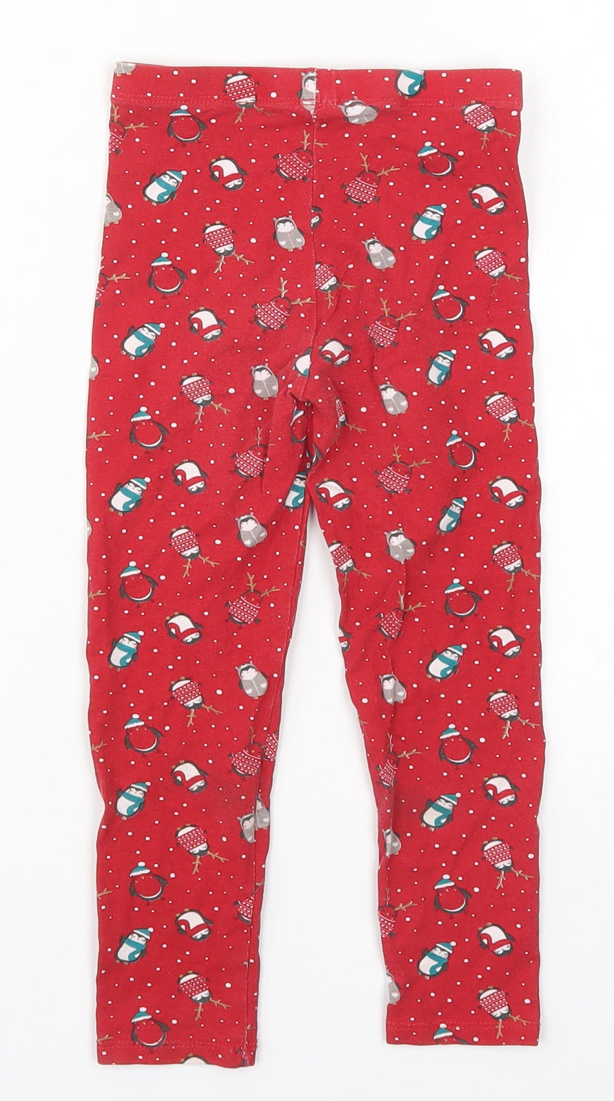 Matalan Girls Red   Carrot Trousers Size 4-5 Years - Christmas Prints