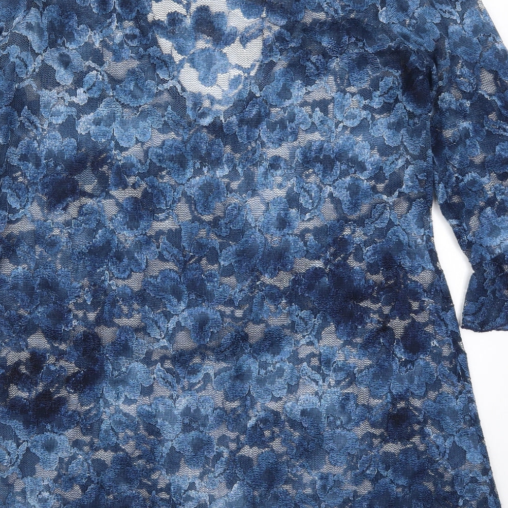 Per Una Womens Blue  Lace Basic Blouse Size 16