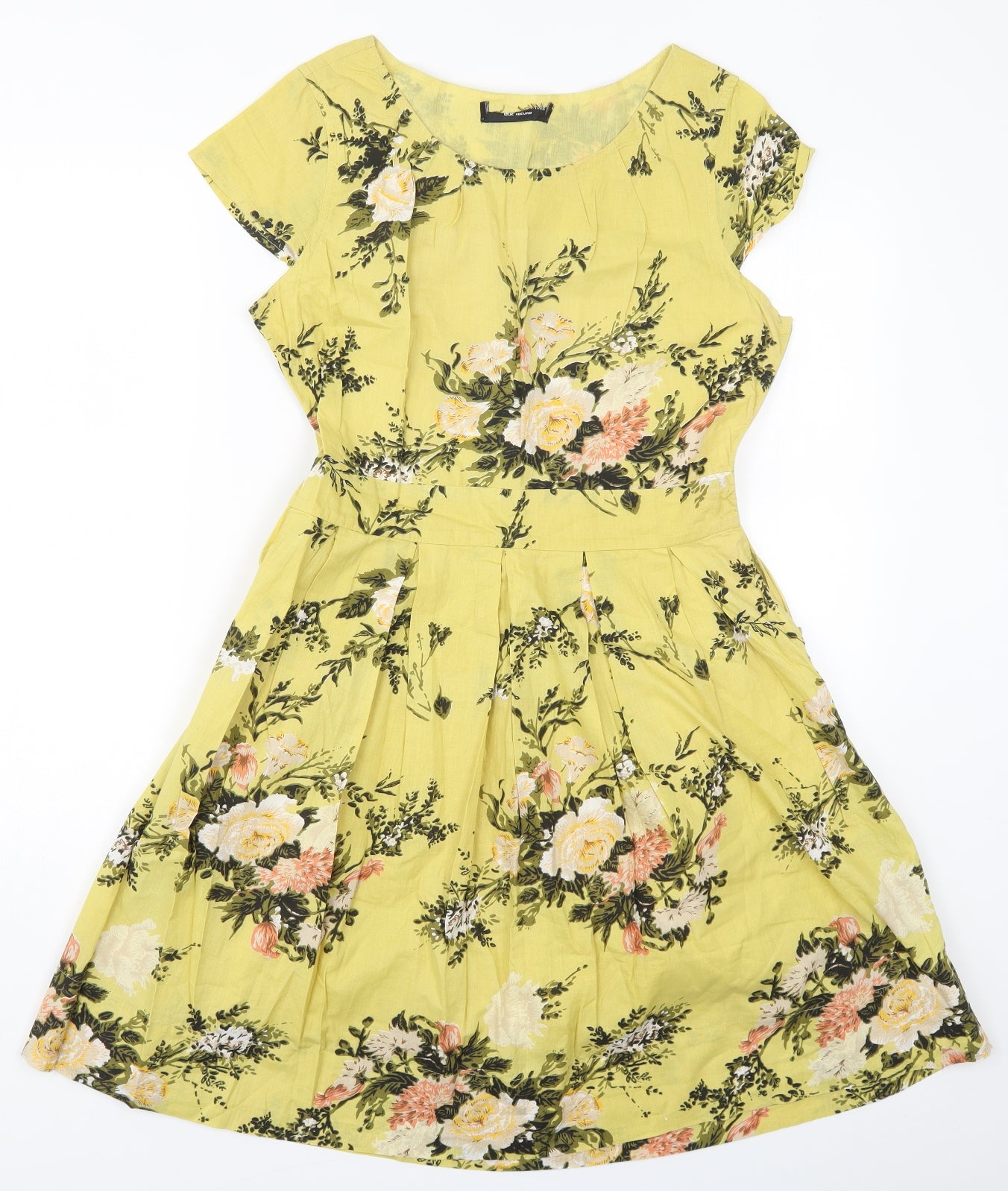 Preworn Womens Yellow Floral  Skater Dress  Size 12
