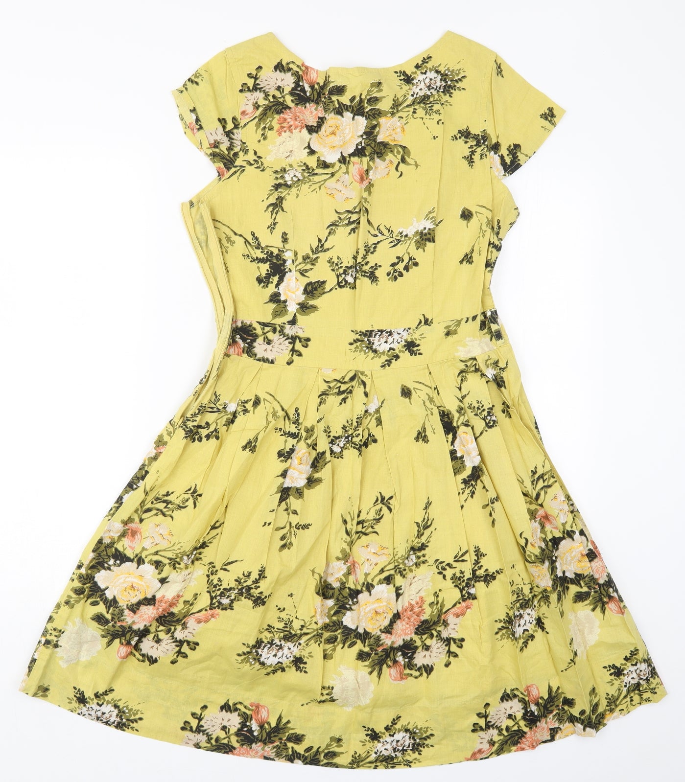 Preworn Womens Yellow Floral  Skater Dress  Size 12