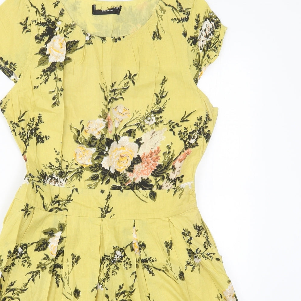 Preworn Womens Yellow Floral  Skater Dress  Size 12