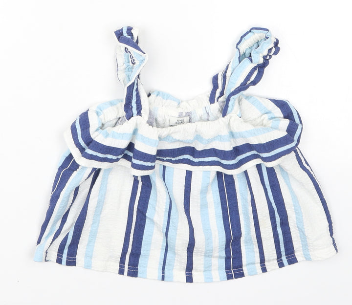 River Island Girls Blue Striped Basic Tank Size 9-10 Years