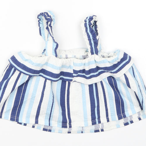 River Island Girls Blue Striped  Basic Tank Size 9-10 Years