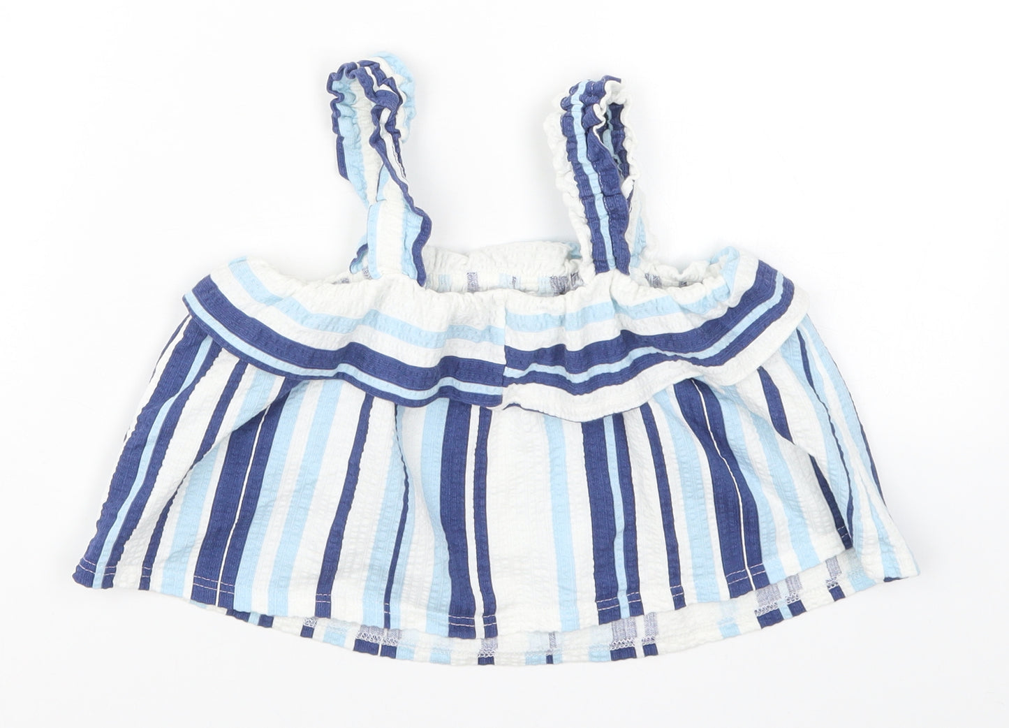 River Island Girls Blue Striped  Basic Tank Size 9-10 Years