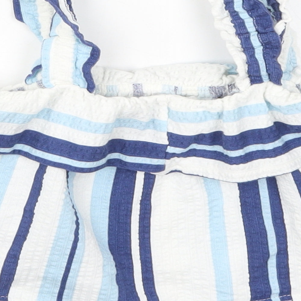 River Island Girls Blue Striped  Basic Tank Size 9-10 Years