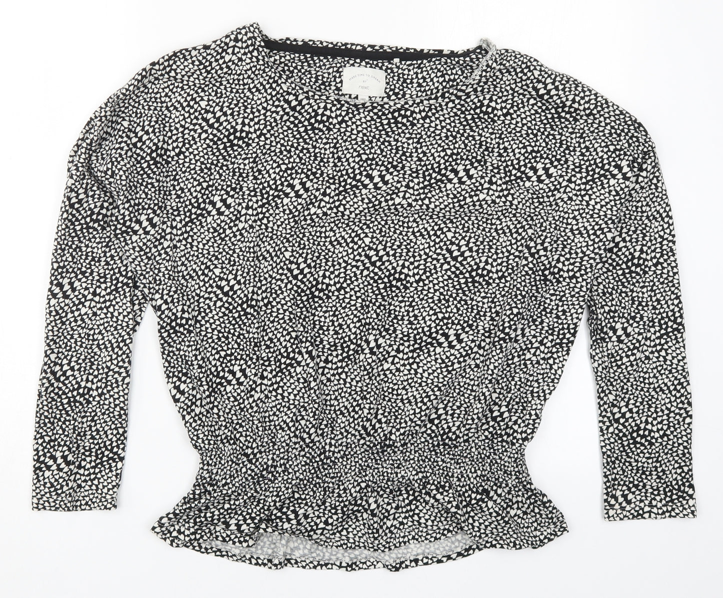 NEXT Womens Black Geometric  Top Pyjama Top Size 12  - Love Hearts