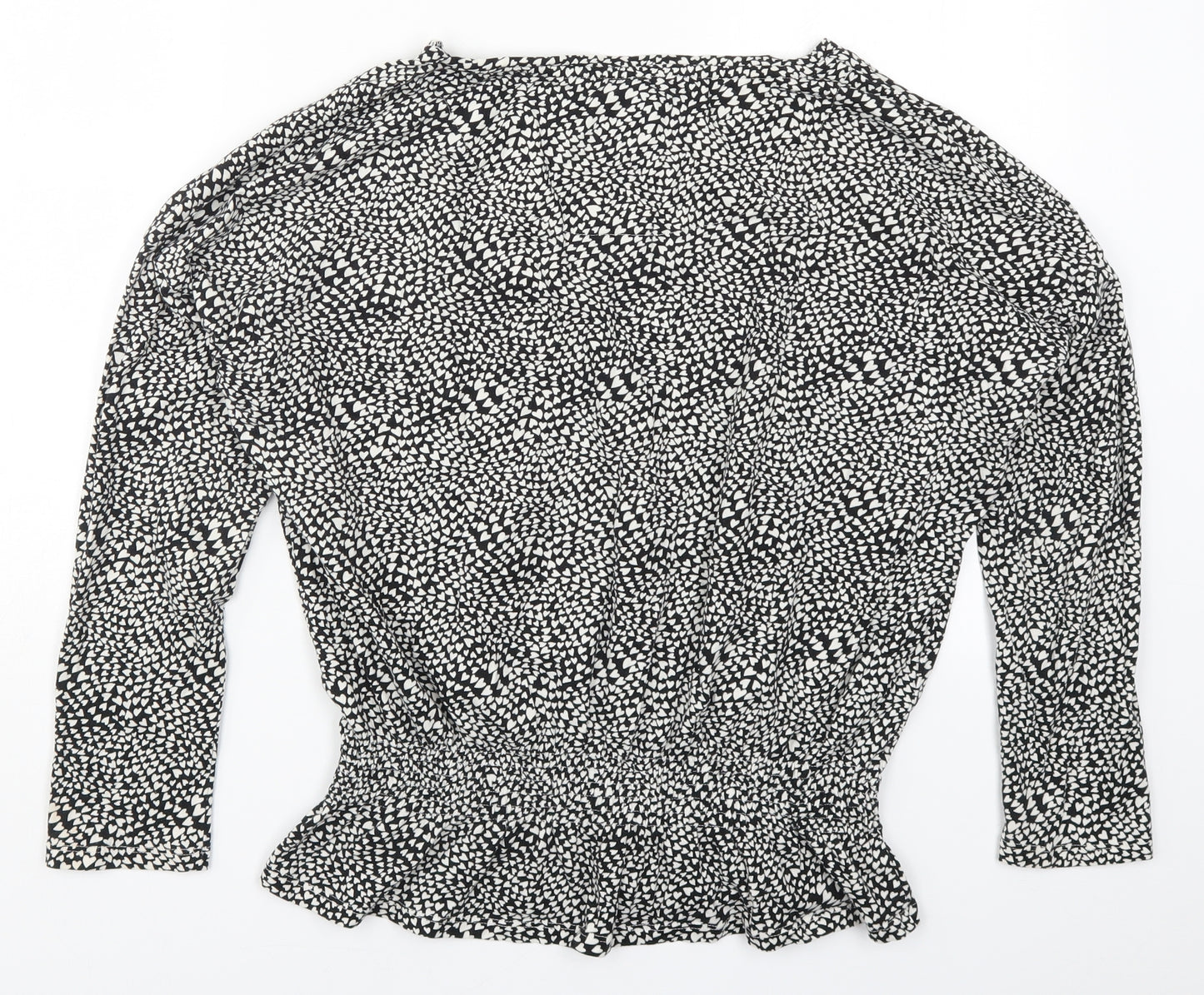 NEXT Womens Black Geometric  Top Pyjama Top Size 12  - Love Hearts