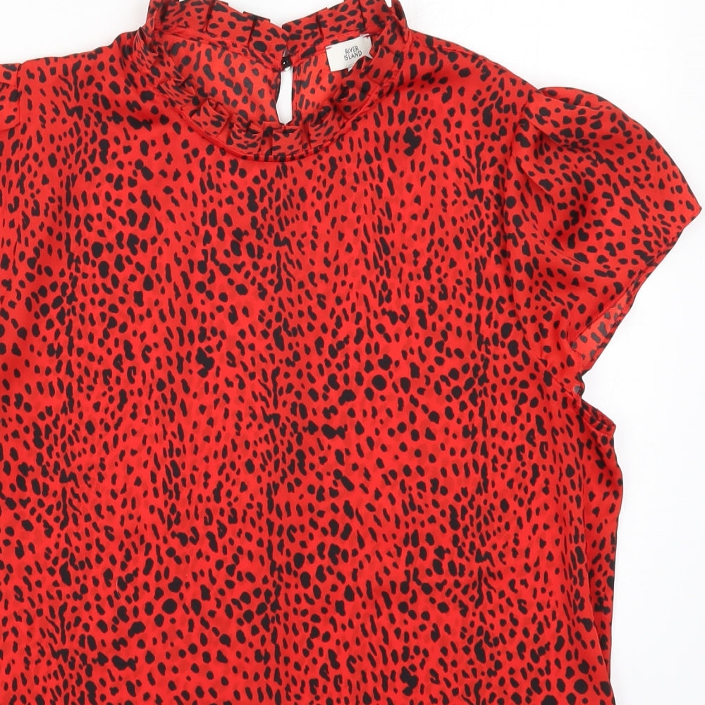 River Island Womens Red Animal Print  Basic Blouse Size 10