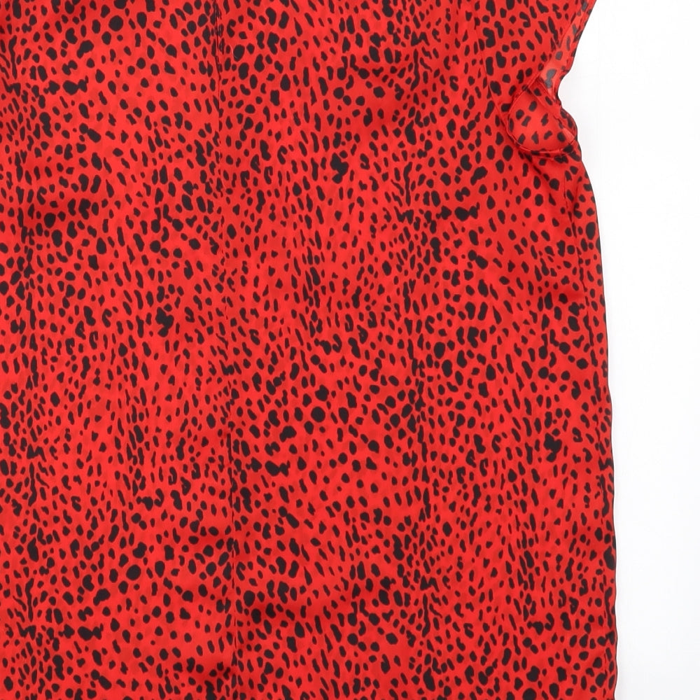 River Island Womens Red Animal Print  Basic Blouse Size 10