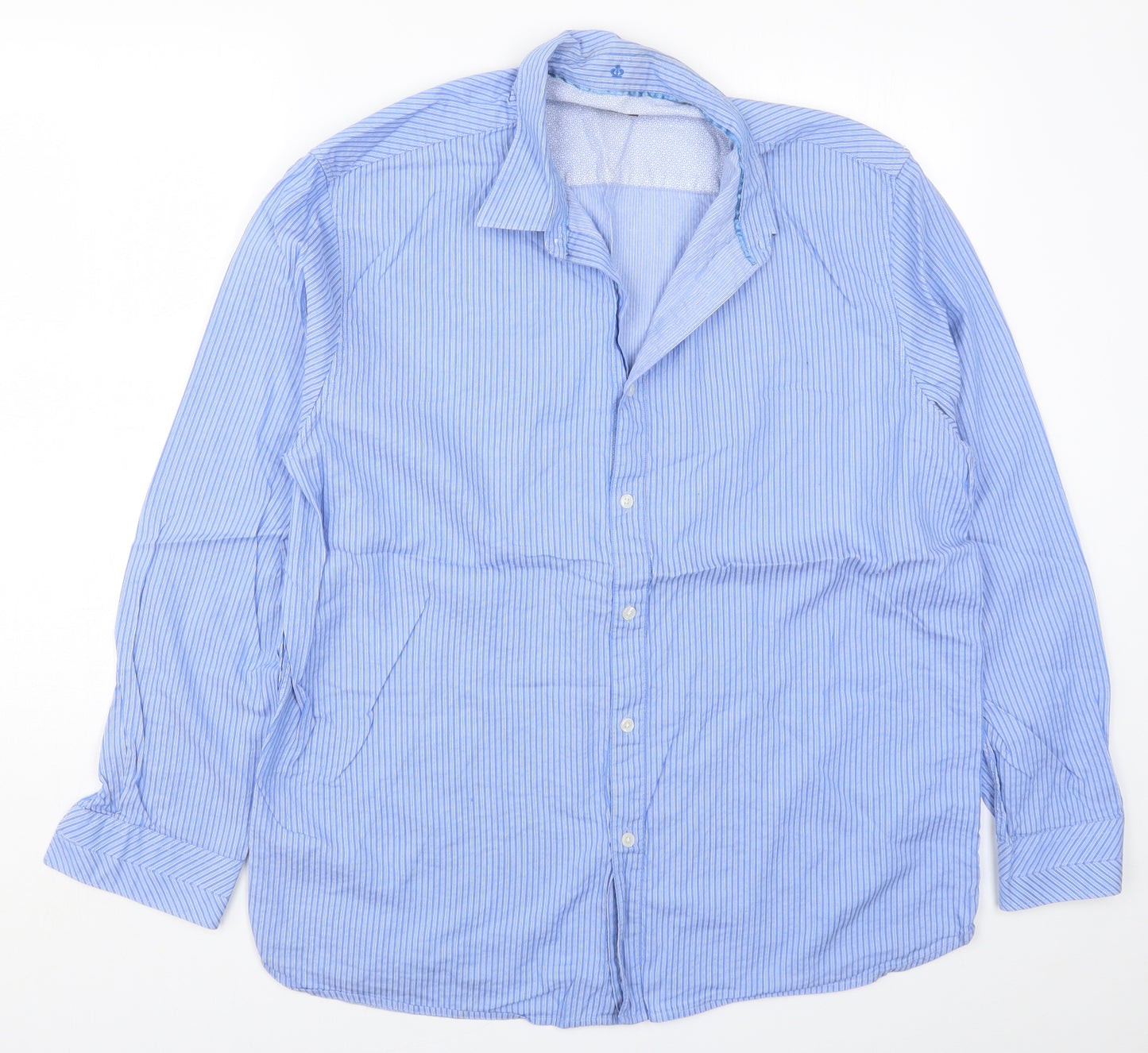 Jeff Banks Mens Blue Striped   Button-Up Size XL