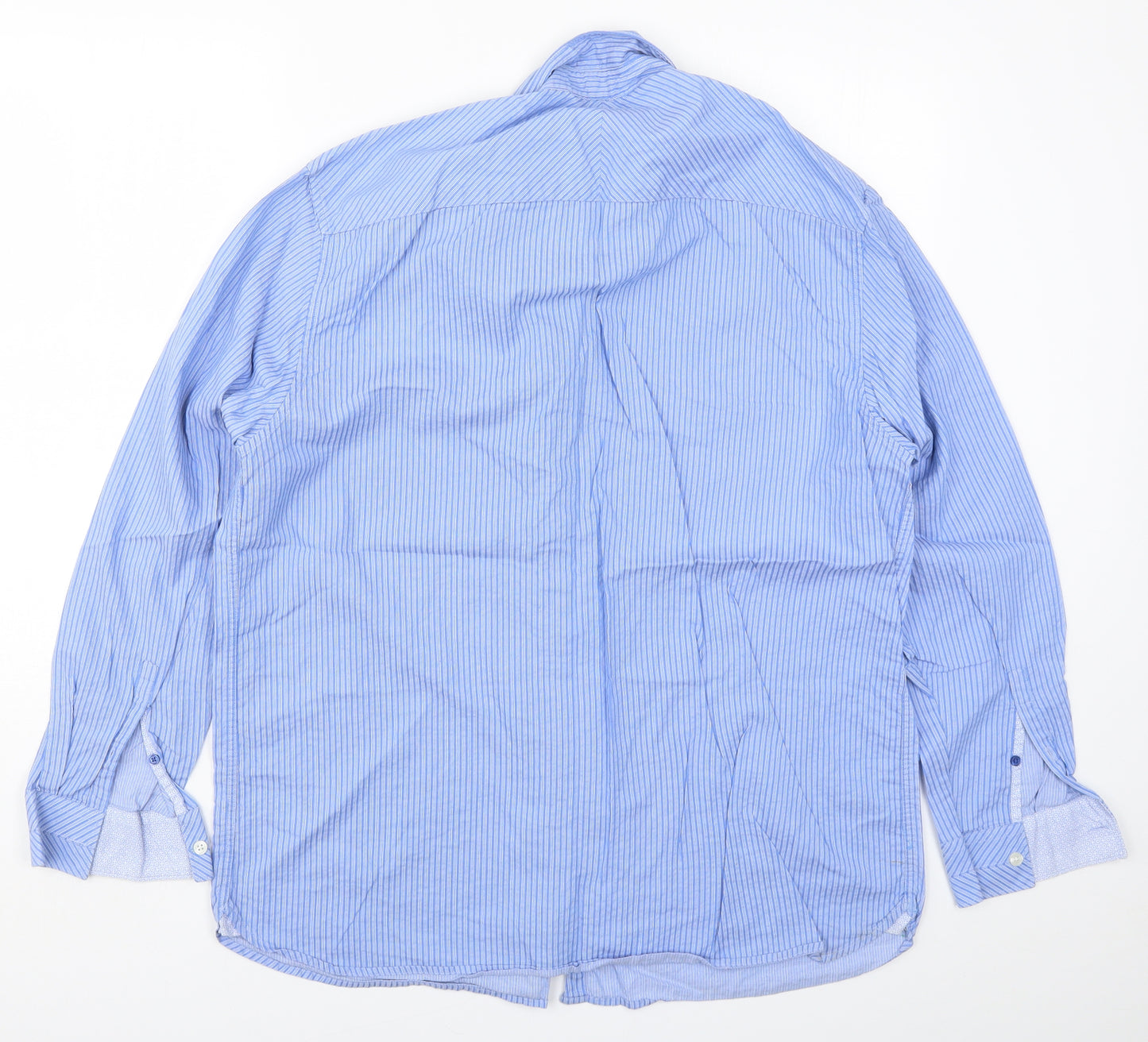 Jeff Banks Mens Blue Striped   Button-Up Size XL